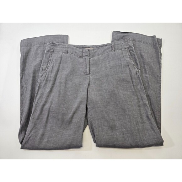 Women's 10 J.Jill Gray Linen Blend Wide Leg Casual Pants Slacks Trousers EUC - Picture 2 of 7